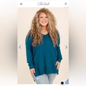 Chic Soul Deep Teal V-Neck Sweater